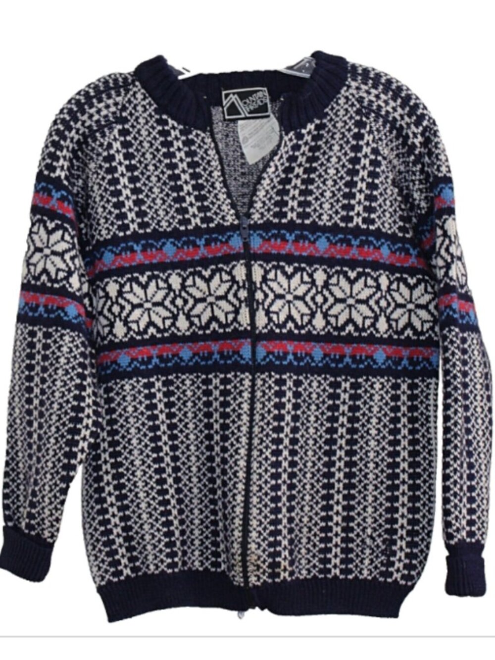 Vintage 1970s Mountain Threads Fair Isle Cardigan from England, New Wool, fits M